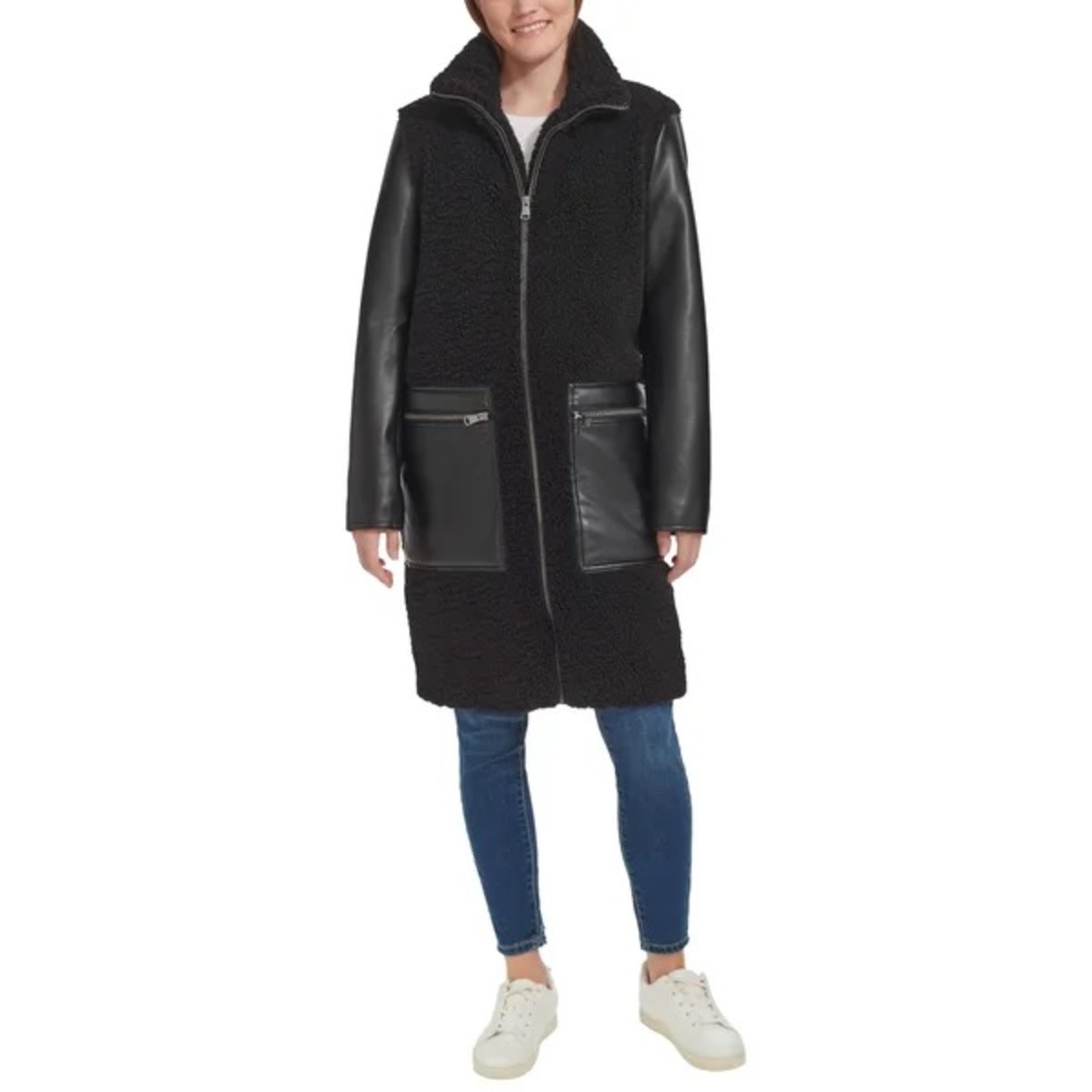 Andrew Marc Women's Bouclé Mixed Media Coat Medium